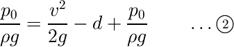 rFp_0/(rhoEg) = ( v^2 )/( 2g ) - d + ( p_0 )/(rhoEg)
