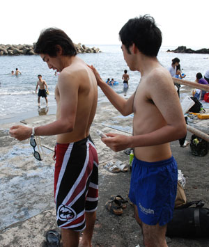 海水浴準備