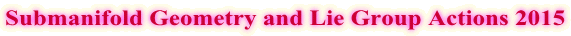 Submanifold Geometry and Lie Group Actions 2015 